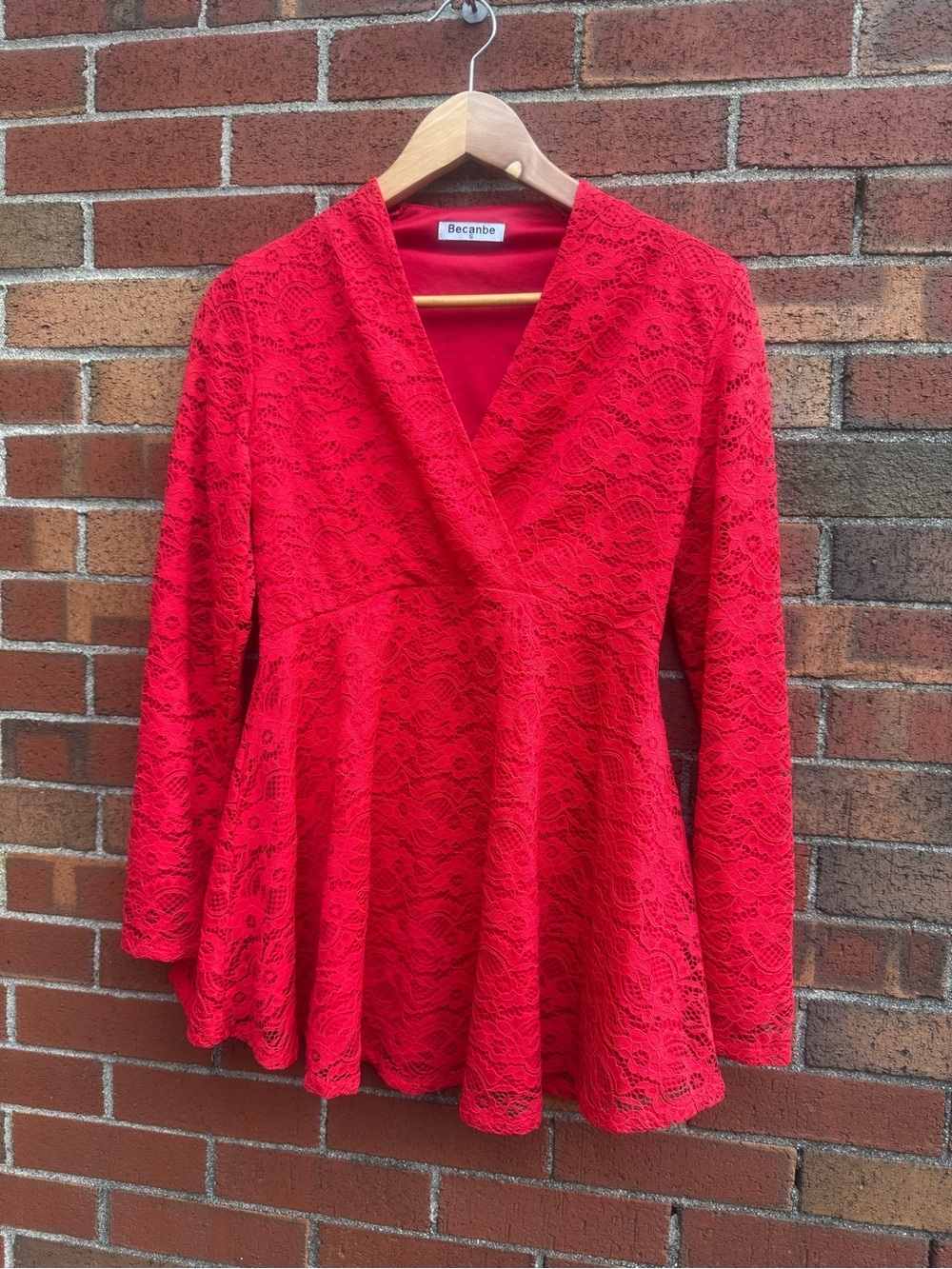 Bec&bridge Red Lace Peplum Top